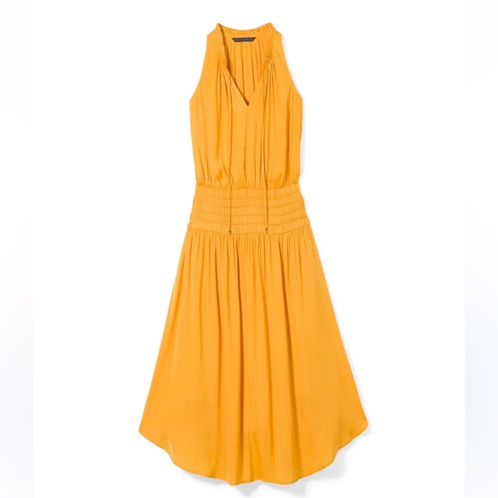 White House black market Elegant Yellow Women's long dress NWT - Picture 5 of 9